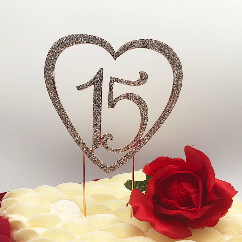 2019 sparkle rose gold plated crystal birthday  cake topper wholesale