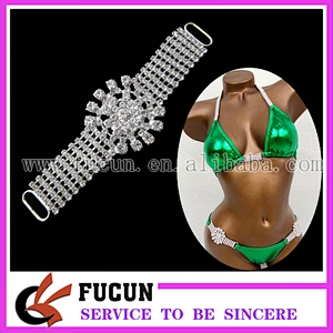 wholesale clear rhinestone central large flower rhinestone bikini connectors
