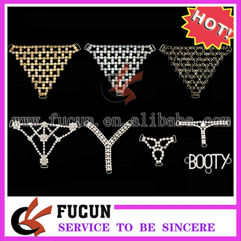wholesale mesh shape crystal G string jewels back rhinestone connectors