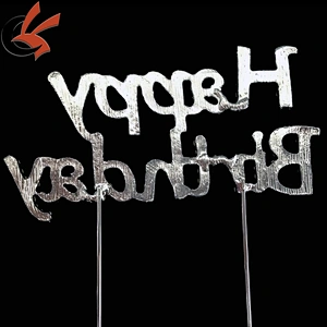 Cake Topper with Rhinestone Happy Birthday Letters Design Topper Pick Stick