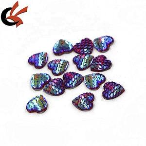 Wholesale Fish Scales AB Colors Heart shape Resin Rhinestones