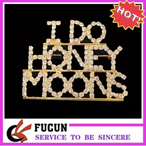 bride letter rhinestone name brooch pin for wedding