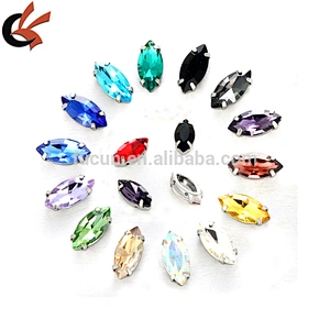 boat shape Navette Sew On Rhinestones with metal claw