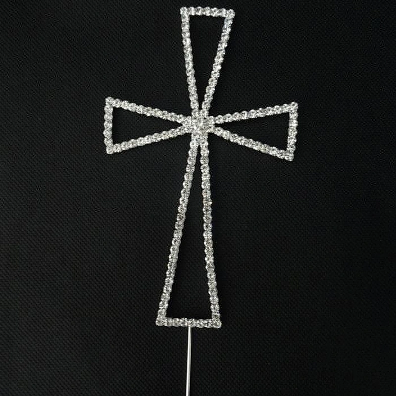 5.9inch Large Rhinestone Cross Baptism Communion Medieval Cake Topper