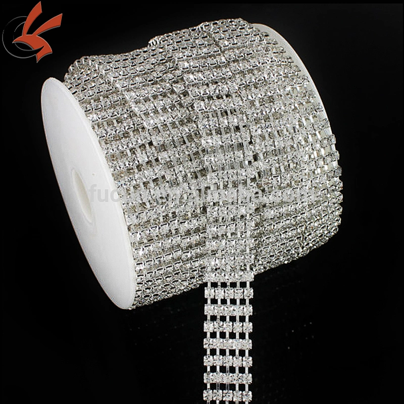 ss16 three rows clear rhinestone cup chain