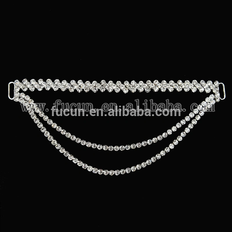 new arrival wholesale triple line crystal rhinestone connector for bikini,headband