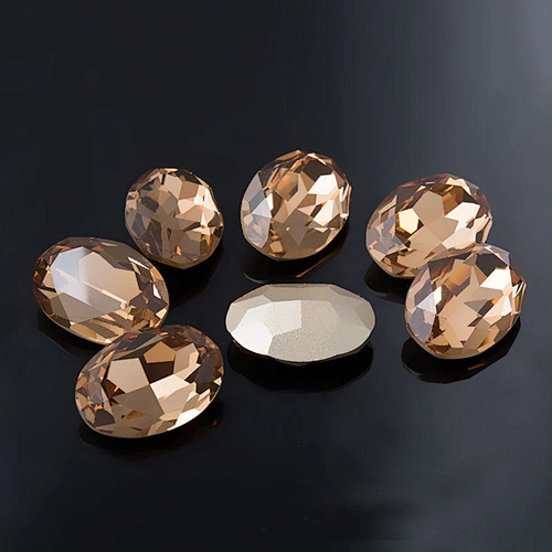 Fancy Jewelry Oval Facetted Cut Pointed Back Glass Stone Loose Drop Crystal