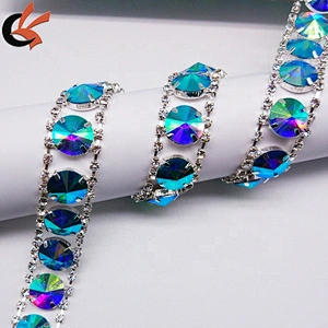 purple acrylic clear rhinestone plating gold Wedding Cake Rhinestone Trim