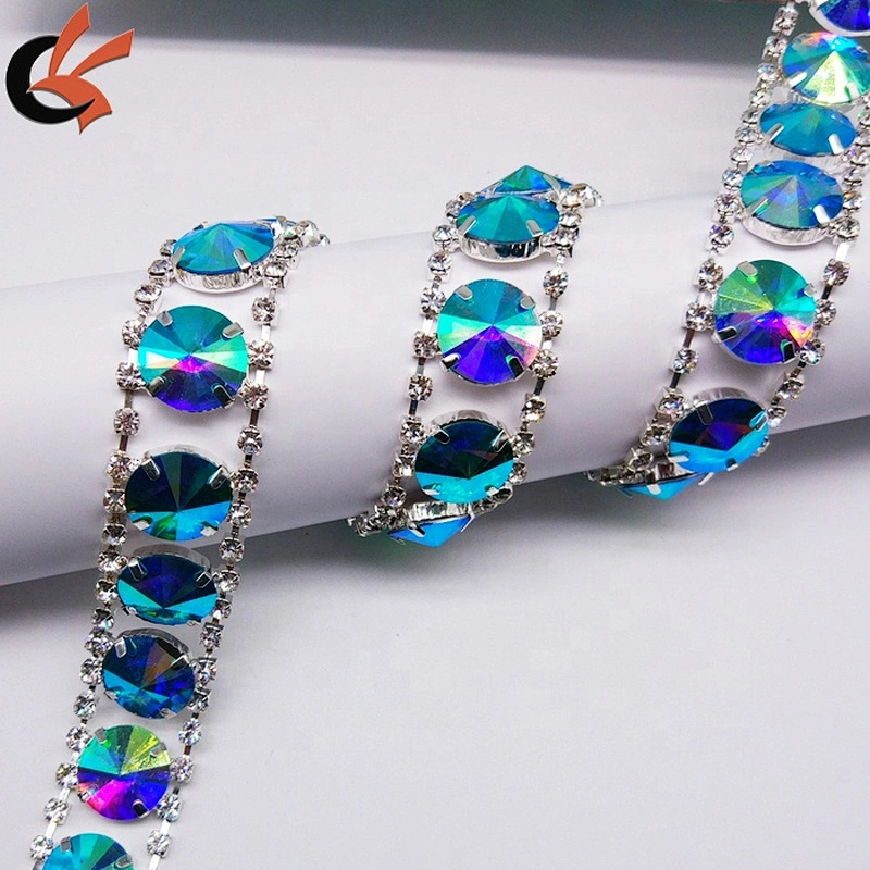 purple acrylic clear rhinestone plating gold Wedding Cake Rhinestone Trim