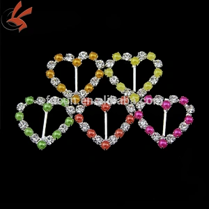 25*26mm heart Pearl rhinestone slider buckles Embellishment