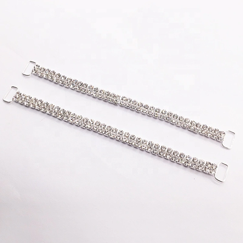 diamante 2 rows design rhinestone crystal clear bikini connector for swimsuit