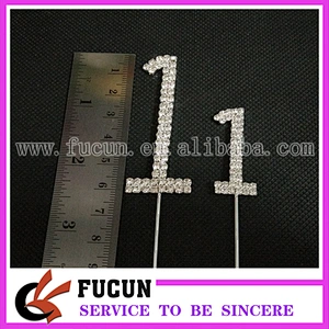 hot sale number 0-9 rhinestone cake topper for Birthday cake decoration