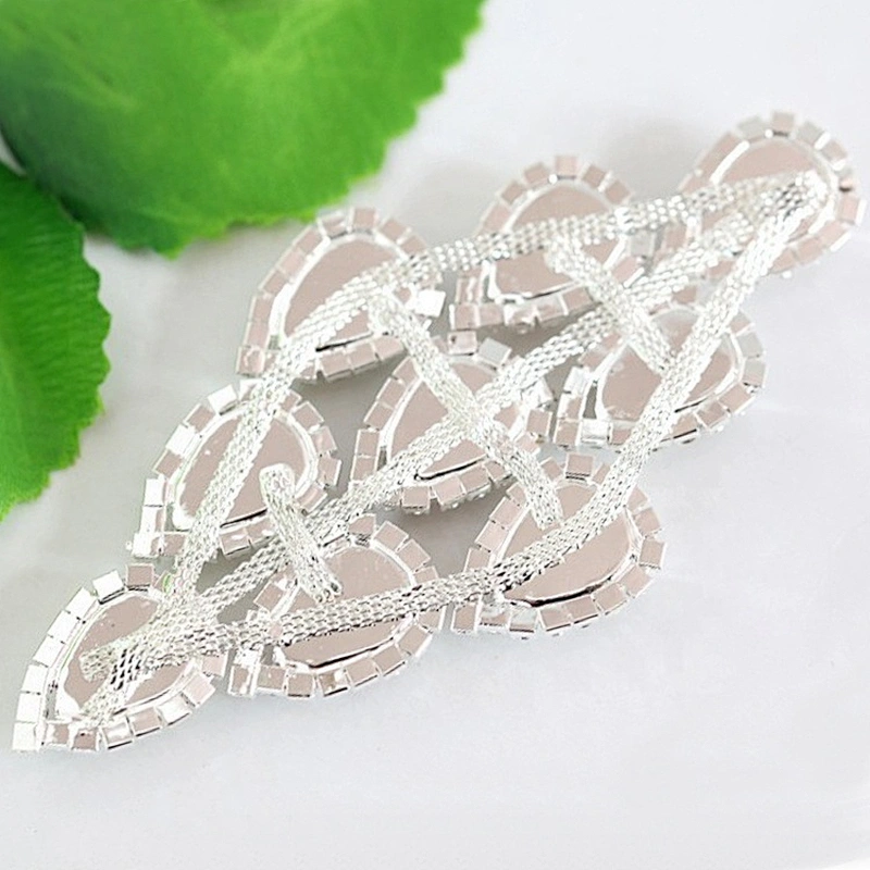 High Quality Sewing On Bridal Floral Silver Crystal Glass Rhinestone Applique