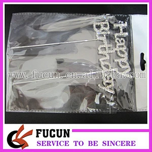new arrival clear rhinestone happy birthday cake topper