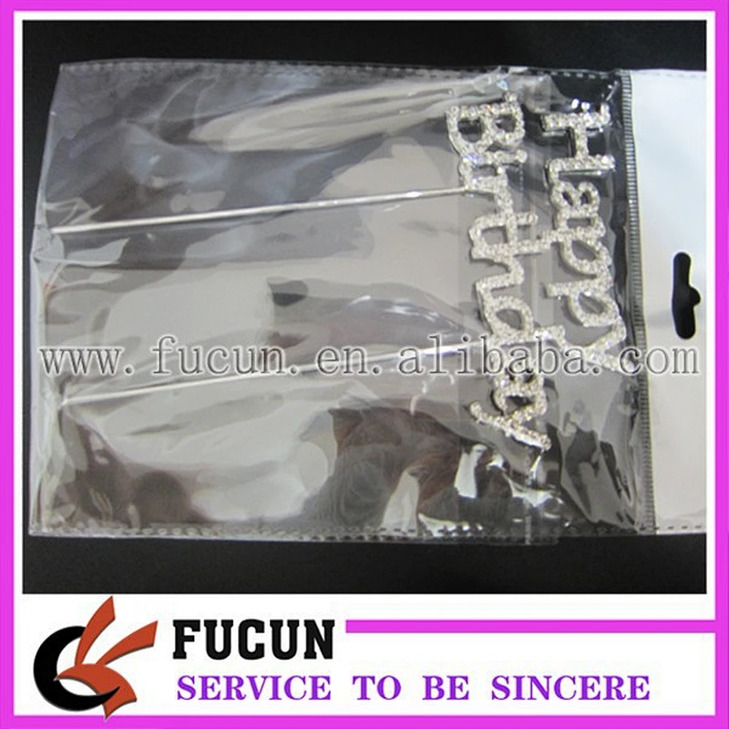 new arrival clear rhinestone happy birthday cake topper