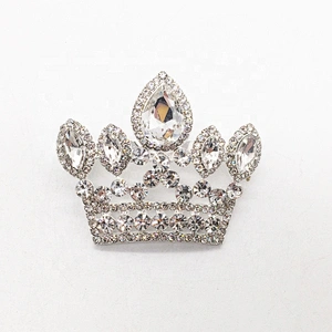 New Fashion Rhinestone Pink Crown Brooches For Women Men Badge Suit