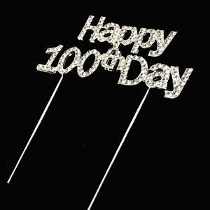 Party Cake Picture Crystal Wedding Anniversary Funny Happy 100th Day Cake toppers