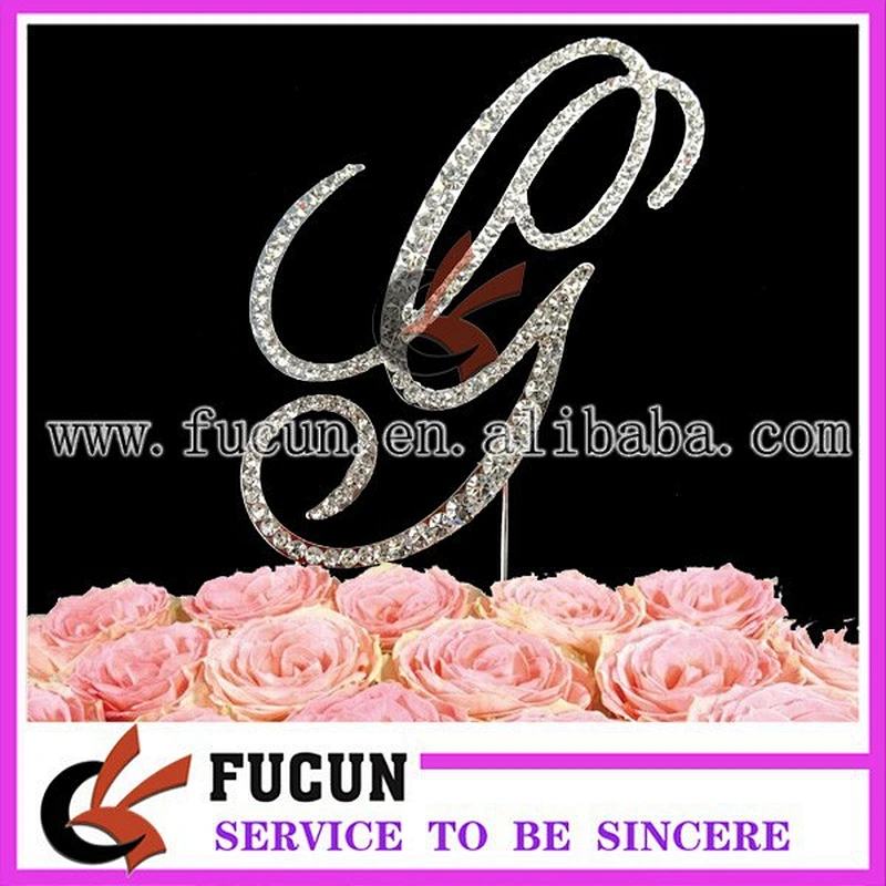 hot sale diamond cake topper metal monogram letters