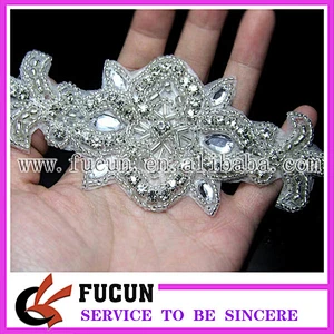 Sew on DIY glass and rhinestone applique bead lace