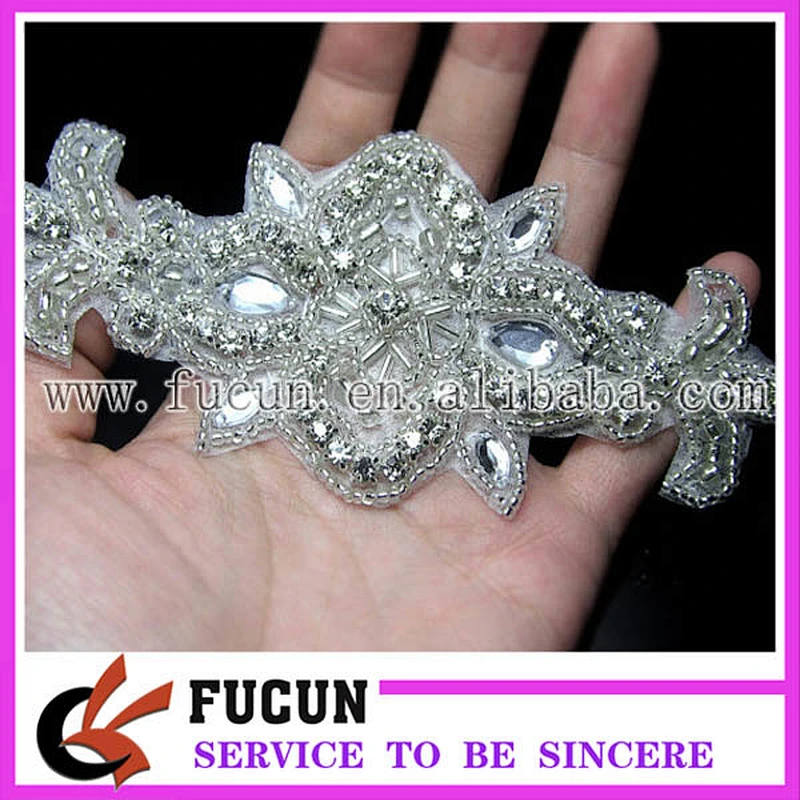 Sew on DIY glass and rhinestone applique bead lace
