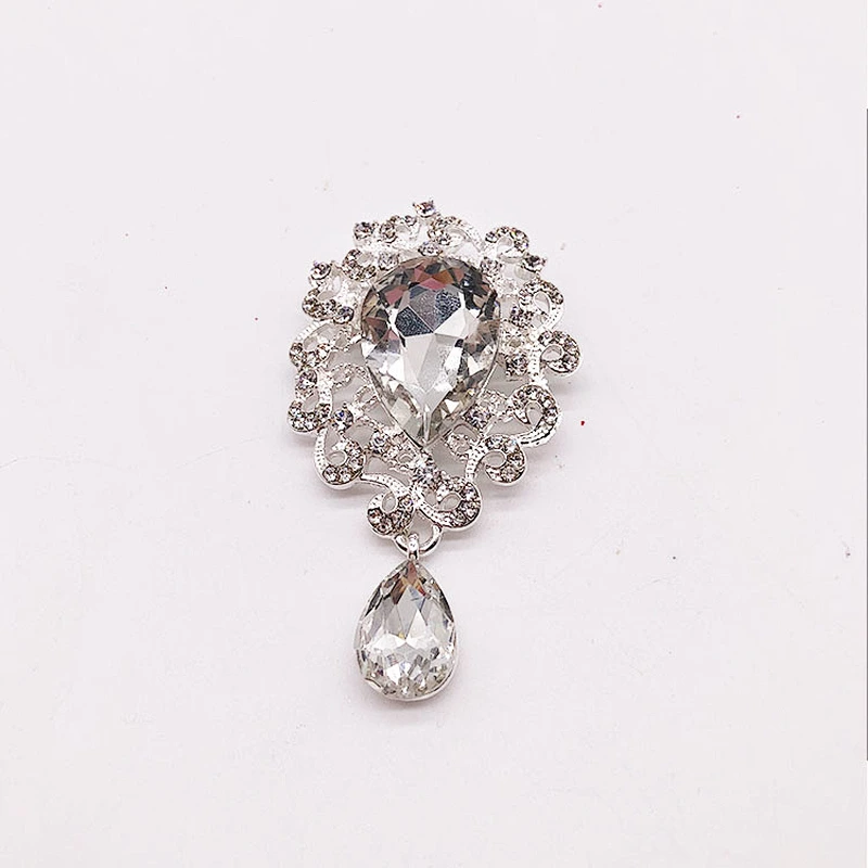 customized  new design bridal rhinestone silver plated brooch