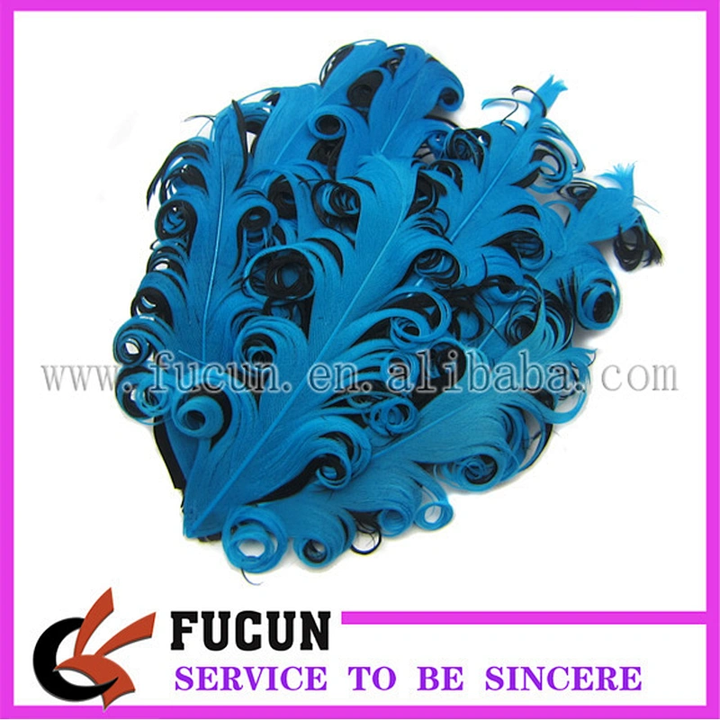 NAGORIE PINK ON BLUE CURLY GOOSE FEATHER PAD PRETTY