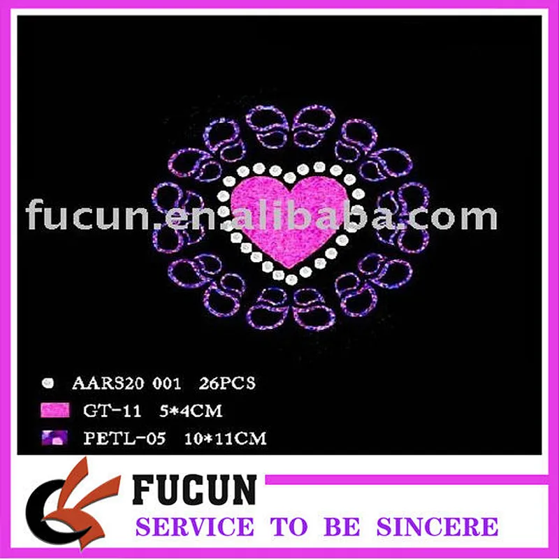 Heart Hot fix Motif Rhinestone Transfers For Garment