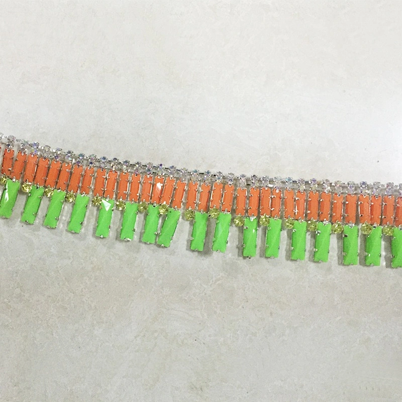 New product design mixed colorful resin stone decorative rhinestone chain trimming for dress