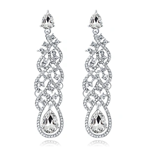 Wedding Jewelry Sparkling Dangle Rhinestone Bridesmaid Earrings