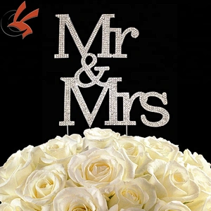 Large Mr & Mrs Rhinestone Diamante Crystal Wedding Engagement Cake Topper Decorations