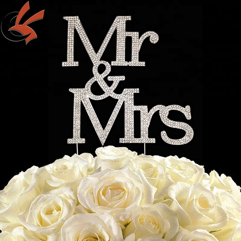 Large Mr & Mrs Rhinestone Diamante Crystal Wedding Engagement Cake Topper Decorations