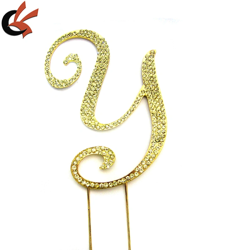 Large GOLD Monogram Letter Y Cake Topper in rhinestones snowflakes wedding cake topper birthday Bling cake topper