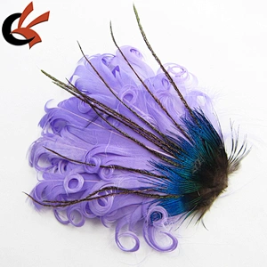 wedding headband peacock white curly feather pad