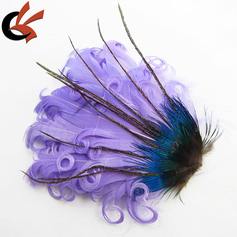 wedding headband peacock white curly feather pad