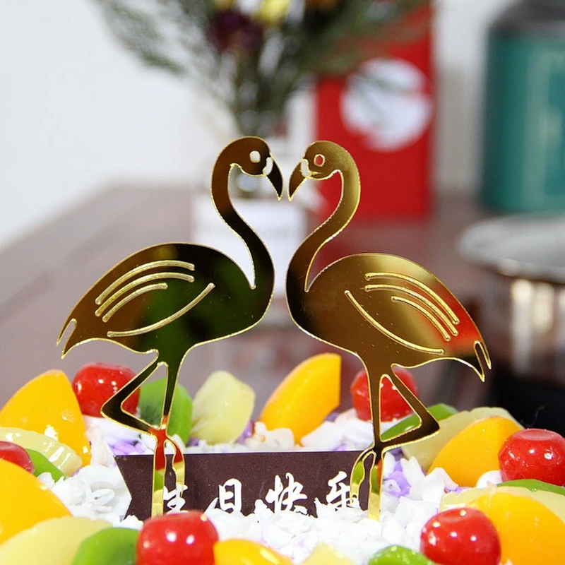 2019 new arrivals wedding cake decorations couple pink flamingo acrylic cake topper