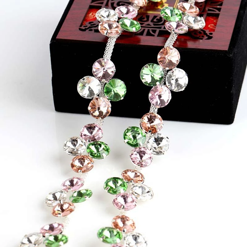 Newest Fancy Crystal Rhinestone Cup Chain trimming for Bridal Dress Decoration