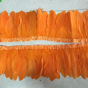 high quality goose down feather artificial bushy plumage orange goose feather fabric trimming for decoration
