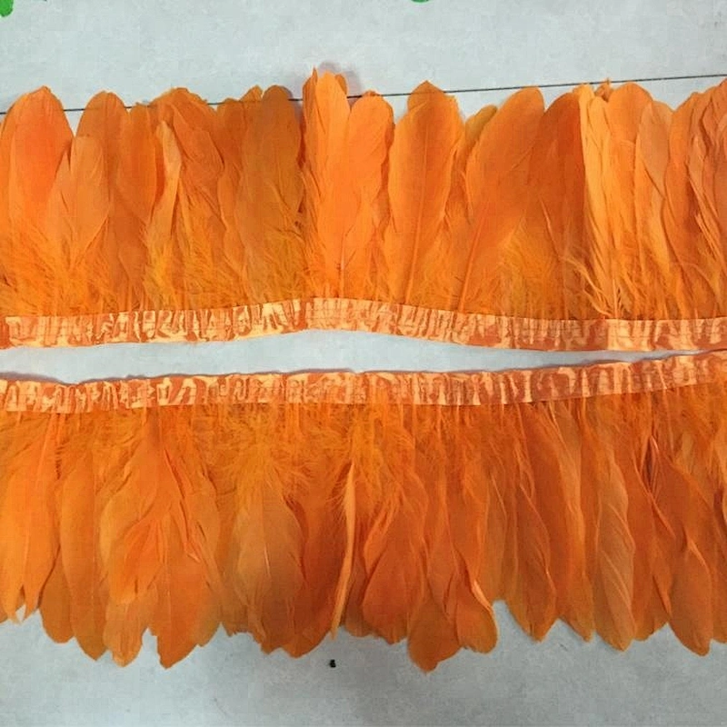 high quality goose down feather artificial bushy plumage orange goose feather fabric trimming for decoration