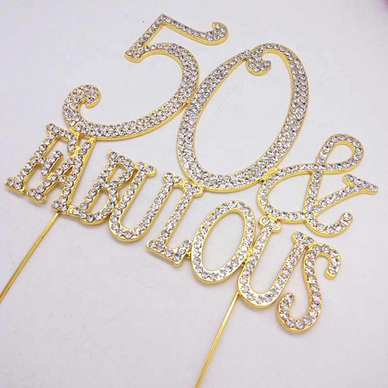crystal rhinestone 50 & Fabulous Cake Topper for 50th Birthday