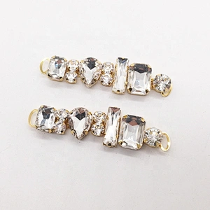 Custom Latest Design 7cm Glass Material Gold Bikini Crystal Connector Bikini Suit Connector