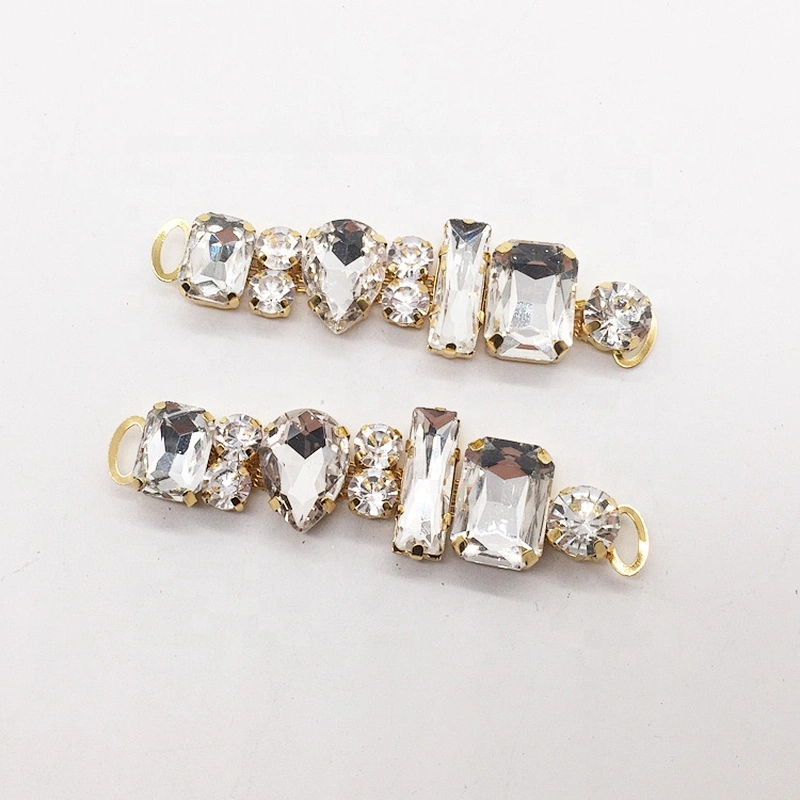 Custom Latest Design 7cm Glass Material Gold Bikini Crystal Connector Bikini Suit Connector
