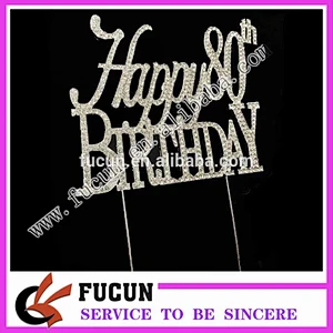 party supplies party favor happy 80th birthday rhinestone cake topper for party decoration