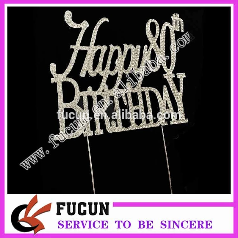 party supplies party favor happy 80th birthday rhinestone cake topper for party decoration