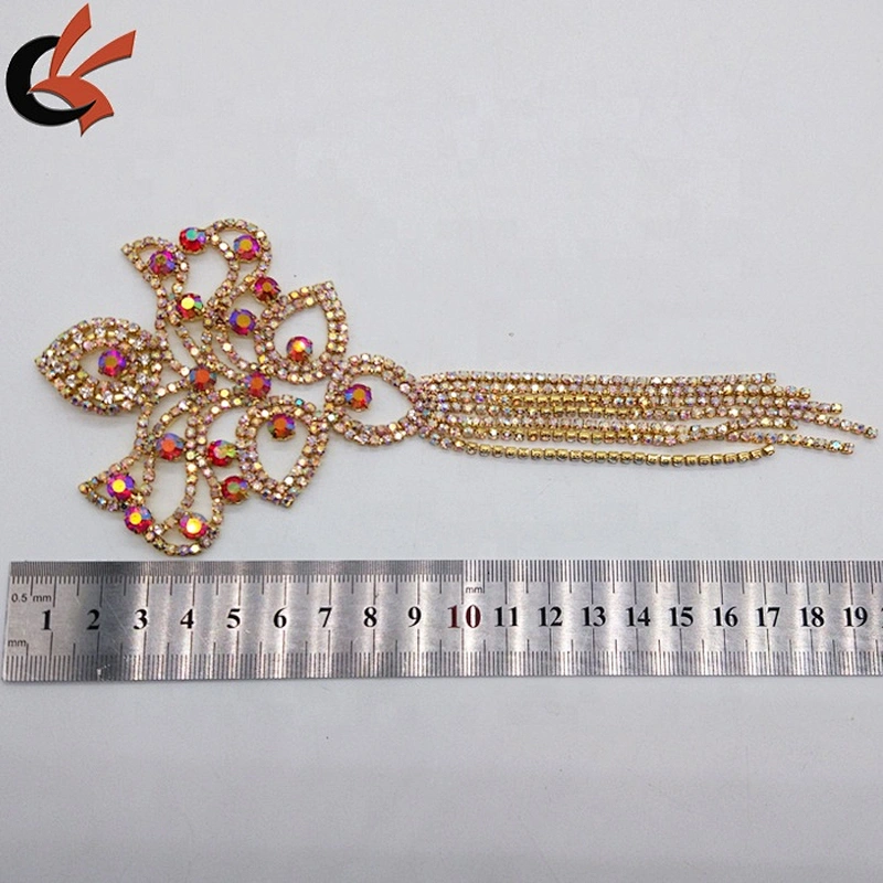 2019 New arrival Custom Sew On AB Clear Rhinestone Applique for Dance Dress Decoration