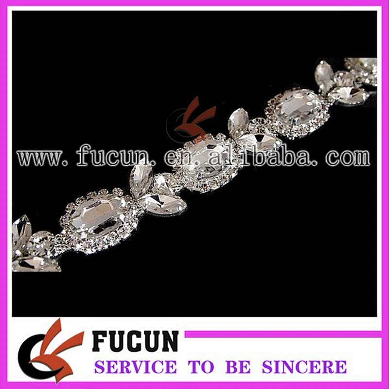 Clear Leaf Rhinestone Trim Trimming Chain Dress Clothes Sewing Decor
