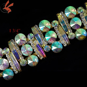 plating gold 8 shape rhinestone oktant trimming for decoration