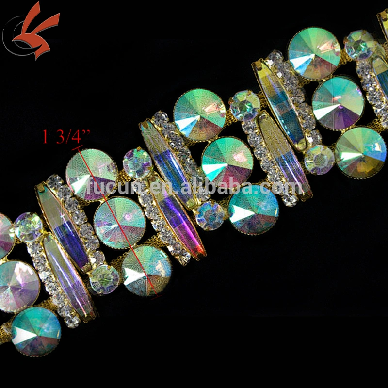 plating gold 8 shape rhinestone oktant trimming for decoration