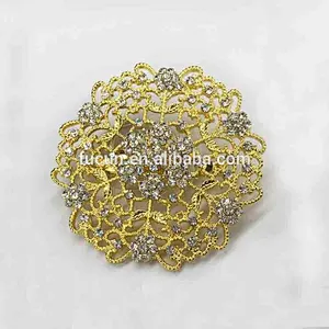 Factory wholesale hot sale gold jewelry crystal bridal wedding rhinestone brooch