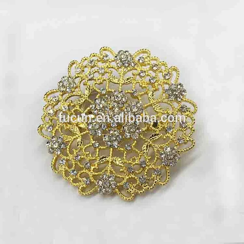 Factory wholesale hot sale gold jewelry crystal bridal wedding rhinestone brooch