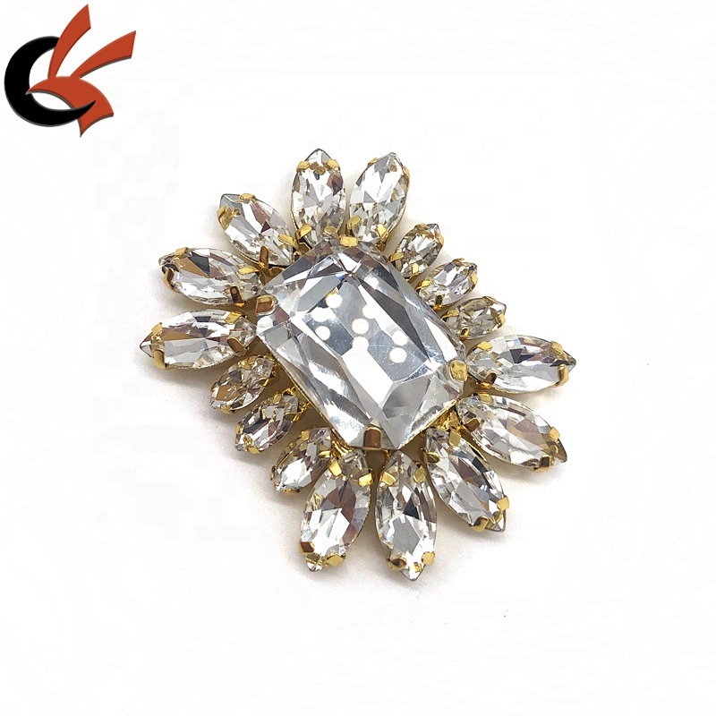 Fashion Vintage style Clear crystal gold base diamante shoes buckles
